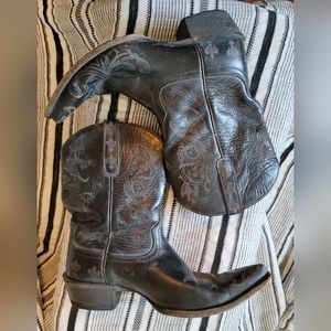 US 10B Ariat Pegosa Leather Boots - Black